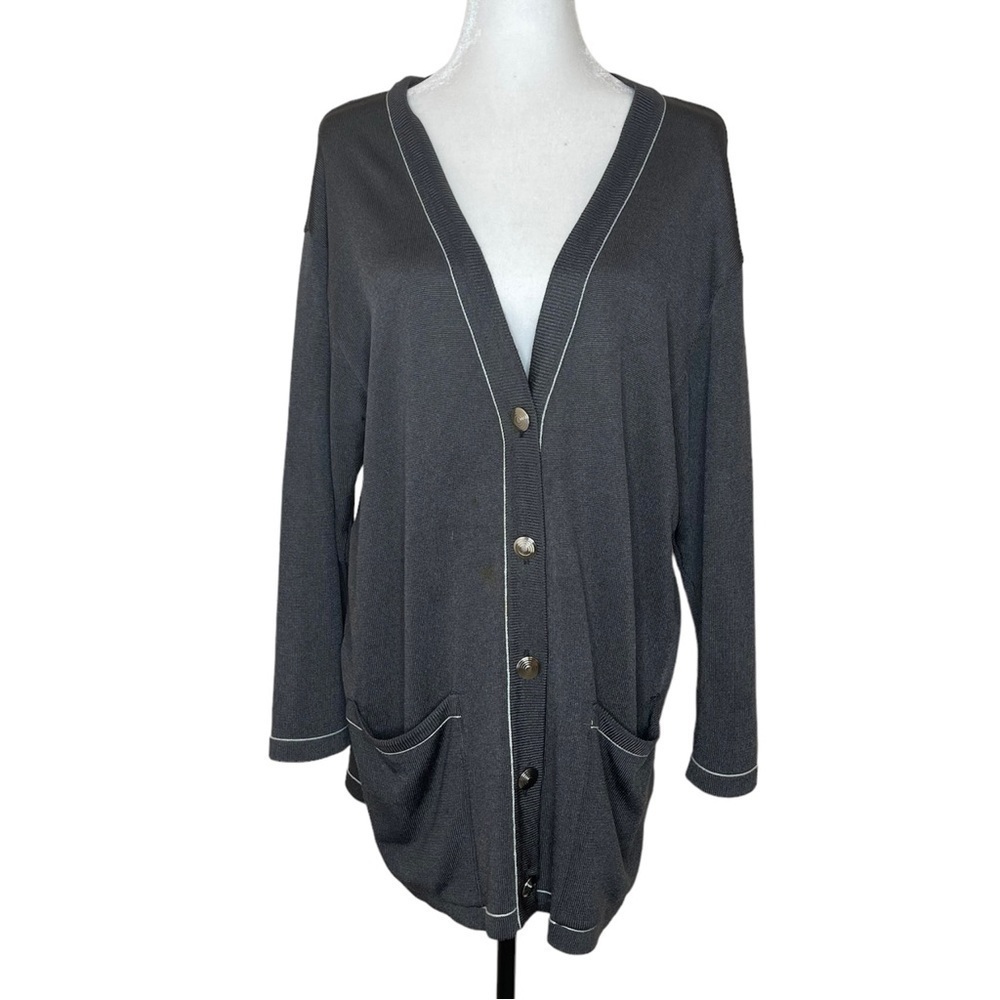 DINO Valiano Vintage Gray Longline Knit Cardigan US 10